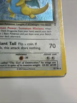 2004 Pokemon Dark Dragonite 5/110 Legendary Collection Holo Rare English LP - Image 3