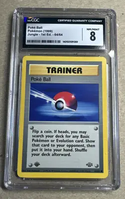 1999 Pokemon Poke Ball Trainer 1st Edition Jungle 64/64 CGC 8 NM/M - Image 1