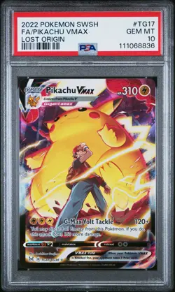 2022 POKEMON SWORD & SHIELD LOST ORIGIN #TG17 FULL ART/PIKACHU VMAX PSA 10 - Image 1
