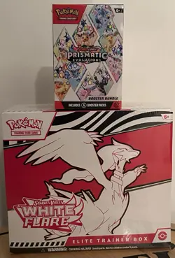 Pokemon TCG Scarlet and Violet White Flare ETB & Prismatic Booster Bundle - Image 1
