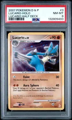 2009 Pokemon Diamond & Pearl Lucario Half Deck Promo # 3 Lucario Holo PSA 8 NM-M - Image 1