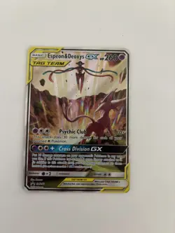 Pokemon TCG Espeon & Deoxys GX SM240 Black Star Promo Sun & Moon - Image 1