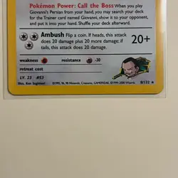 Pokemon TCG Giovanni's Persian 8/132 Gym Challenge Holo Rare LP - Image 3
