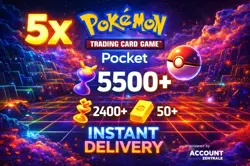 5x FAST DELIVERY Pokemon TCG Pocket Global Account 5500+ Pack Hourglass 50+ Gold - Image 1