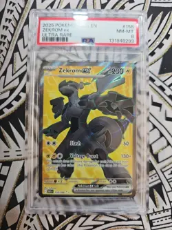 2025 POKEMON BLACK BOLT EN ULTRA RARE #158 ZEKROM EX PSA 8 NM-MINT (293) - Image 1