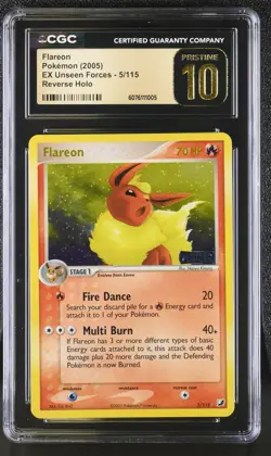 Pokemon Flareon 5/115 Reverse Holo EX Unseen Forces - CGC 10 PRISTINE - Image 1
