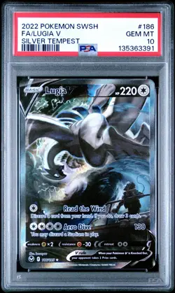 2022 POKEMON SWORD & SHIELD SILVER TEMPEST #186 FULL ART/LUGIA V PSA 10 - Image 1