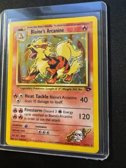 Blaine’s Arcanine Holo 1/132 Gym Challenge WotC Vintage Pokemon Card NM - Image 3