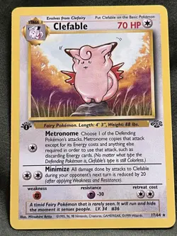 Pokemon TCG Clefable Jungle 17/64 First Edition Rare Card - Image 1