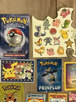 Pokemon Cards & Stickers Lot Of 35 3D PokeTrivia Tattoos Vintage 90s Y2K - Image 2