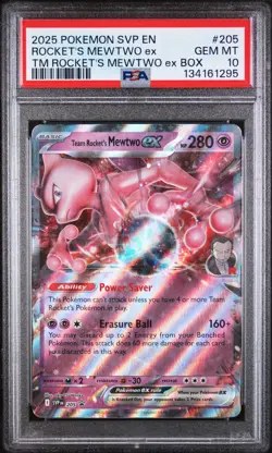 Pokemon Team Rocket's Mewtwo ex 205 Black Star Promo Card PSA 10 - Image 1