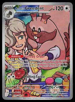 Pokemon Card - Arven's Greedent Destined Rivals 205/182 Holo Illustration Rare - Image 1