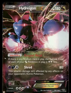 Pokemon Cards Hydreigon EX 62/108 Roaring Skies Holo Rare EX NM - Image 1