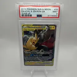 Pokemon Sun & Moon Team Up PIKACHU & ZEKROM GX 33/181 PSA 9 Mint - Image 1