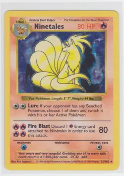 Ninetales Base Set 12/102 Pokemon: Base Set Unlimited Holo Rare - MP Condition - Image 1