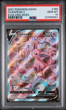 2021 POKEMON SWORD & SHIELD EVOLVING SKIES #180 FULL ART/ESPEON V PSA 10 - Image 1