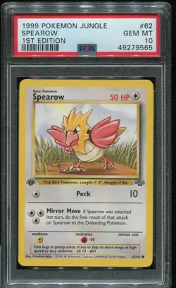 Spearow #62 1999 Pokemon Jungle 1st Edition PSA 10 (#2738) - Image 1