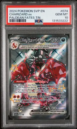 2024 POKEMON SVP EN-SV BLACK STAR PROMO PALDEAN FATES TIN CHARIZARD EX PSA 10 - Image 1
