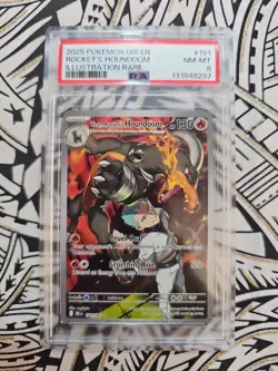 2025 Rocket's Houndoom IR Pokemon DRI EN PSA 8 NM-MINT (297) - Image 1