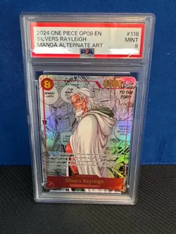 One Piece CCG Silvers Rayleigh Manga Alternate Art OP08-118 PSA 9 - Image 3