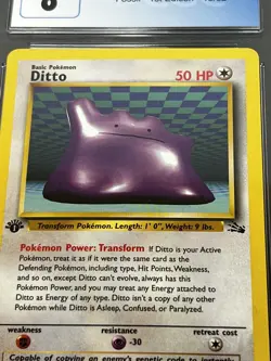 1999 Pokemon Fossil 1st Edition DITTO 18/62 Non-Holo Rare CGC 8 Slab Card - Image 4