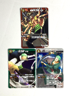 Roronoa Zoro - Bundle of 3 - One Piece Miracle Battle Carddass Card Japanese - Image 1