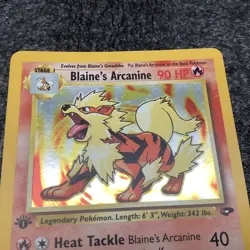 Blaine's Arcanine - 1/132 - Pokemon Gym Challenge 1st Edition Holo Rare Card HP - Image 3