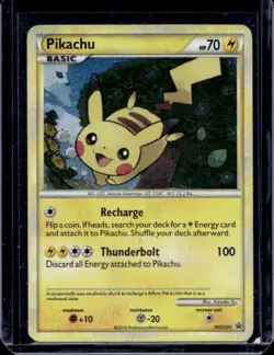 Pokemon Card Pikachu HGSS03 Holo Rare Black Star Promo HP Sm Crease - Image 1