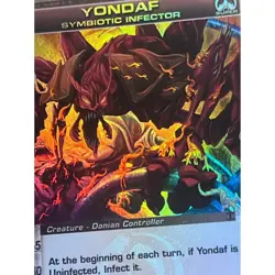 Chaotic YONDAF SYMBIOTIC INFECTOR 55/40/60/20/50 Stats Super Rare Holo Card MpLp - Image 2