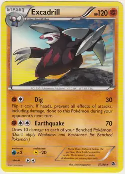 2x (BWEP-57) Excadrill Rare Pokemon B&W Emerging Powers Card #57 - Image 1