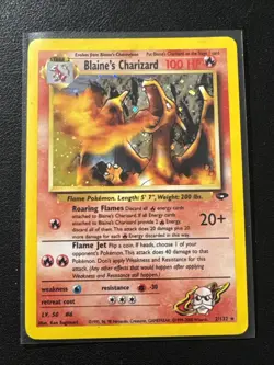 Blaine’s Charizard Pokemon Gym Challenge TCG 2/132 LP Raw Ungraded - Image 1