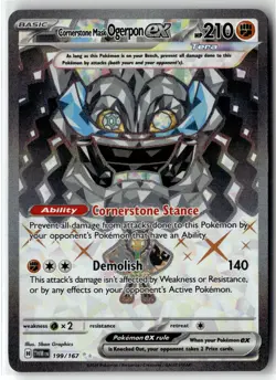 Cornerstone Mask Ogerpon ex ⭐ 199/167 Holo Twilight Masquerade Pokemon NM - Image 1