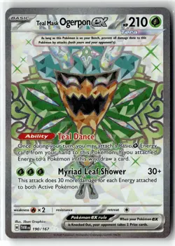 Teal Mask Ogerpon ex ⭐ 190/167 Holo Ultra Rare Twilight Masquerade Pokemon NM - Image 1