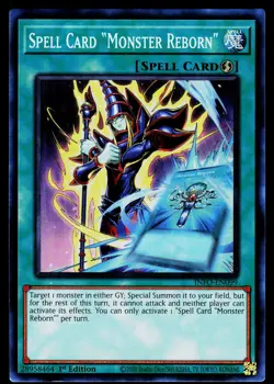 Yugioh! Spell Card "Monster Reborn" INFO-EN099 Super Rare 1st Ed VLP - Image 1