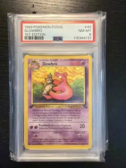 1999 Fossil 1st Edition Slowbro #43 - Vintage Pokemon Card PSA 8 - Image 1