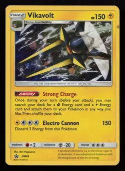 2017 Pokemon Sun & Moon - VIKAVOLT - Cosmos Holo SM28 Black Star Promo Card - Image 1