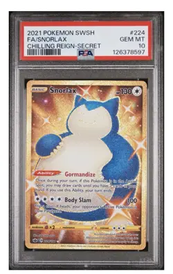 Pokemon TCG 2021 SWSH FA/Snorlax Chilling Reign Secret Card #224 PSA 10 Gem Mint - Image 1