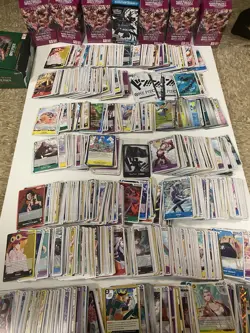 1500 One Piece Card Lot + Pokemon with Boxes. Sealed Dom, Leaders, SR, R, Holo - Image 1