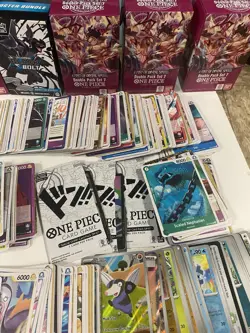 1500 One Piece Card Lot + Pokemon with Boxes. Sealed Dom, Leaders, SR, R, Holo - Image 3