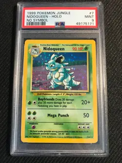 PSA 9 MINT Nidoqueen 7 Jungle 1st Edition NO SYMBOL Holo Pokemon Card - Image 1