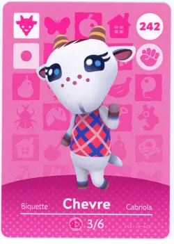 Chevre #242 - Amiibo Card - Animal Crossing Series 1 - New Authentic Nintendo - Image 1
