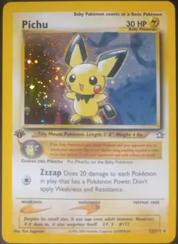 2000 Pokemon Pichu 1st Edition Neo Genesis Holo Rare Card #12/111 - TCG - NM - Image 1