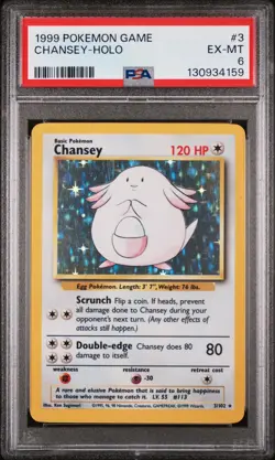 1999 POKEMON GAME #3 CHANSEY-HOLO PSA 6 - Image 1