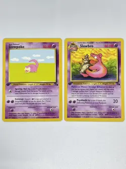 Pokemon TCG Slowpoke 55/62 And Slowbro 43/62 1st Edition Fossil Set Non Holo - Image 1
