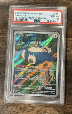 2023 POKEMON SVP 151 POKEMON CENTER ETB PROMO #051 SNORLAX PSA 10 GEM MINT - Image 1
