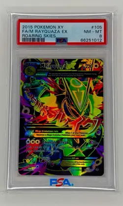 2015 POKEMON XY ROARING SKIES #105 FULL ART/M RAYQUAZA EX PSA 8 - Image 1