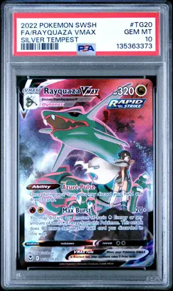 2022 POKEMON SWORD & SHIELD SILVER TEMPEST #TG20 FULL ART/RAYQUAZA VMAX PSA 10 - Image 1