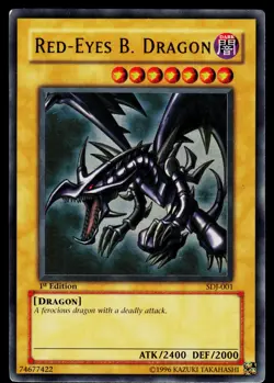 Yugioh! Red-Eyes B. Dragon SDJ-001 Ultra Rare VINTAGE 1st Ed HP - Image 1