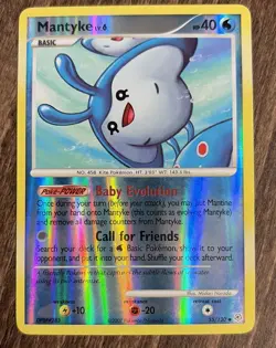 Mantyke Uncommon Diamond and Pearl Reverse Holo Pokemon Card 55/130 - Image 1