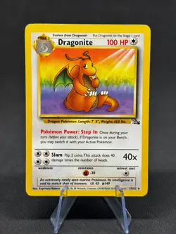Pokemon Card Fossil Set Dragonite 19/62 Non Holo WOTC LP - Image 1